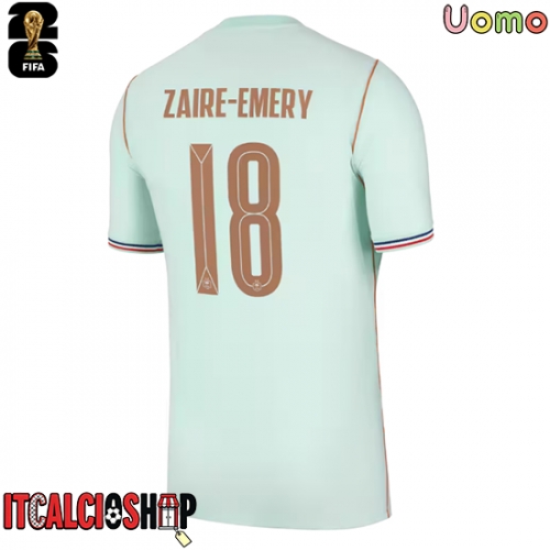 Francia Warren Zaire-Emery #18 Seconda Maglia Mondiali 2026 Manica Corta